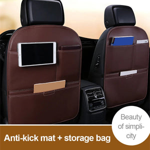 SEAMETAL Anti Kick Pad for Children Leather Universal Car Interior Seat Back Protector Cover with Storage Pocket Auto Organizer NEWFURNITURELOOKS