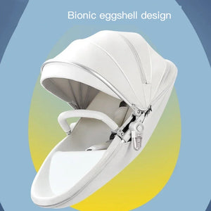 New Luxury Baby Stroller 3 In 1,Baby Carriage with Car Seat,Eggshell Newborn Baby Stroller Leather Baby Carriage High Landscape NEWFURNITURELOOKS