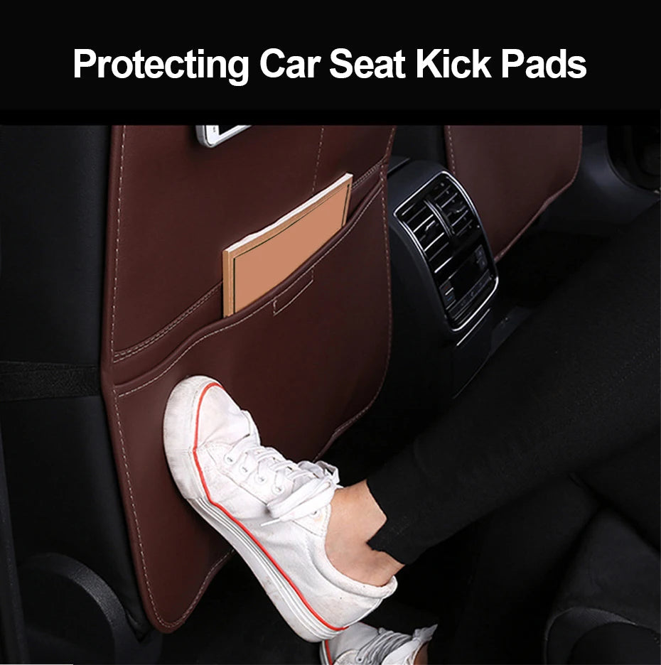 SEAMETAL Anti Kick Pad for Children Leather Universal Car Interior Seat Back Protector Cover with Storage Pocket Auto Organizer NEWFURNITURELOOKS