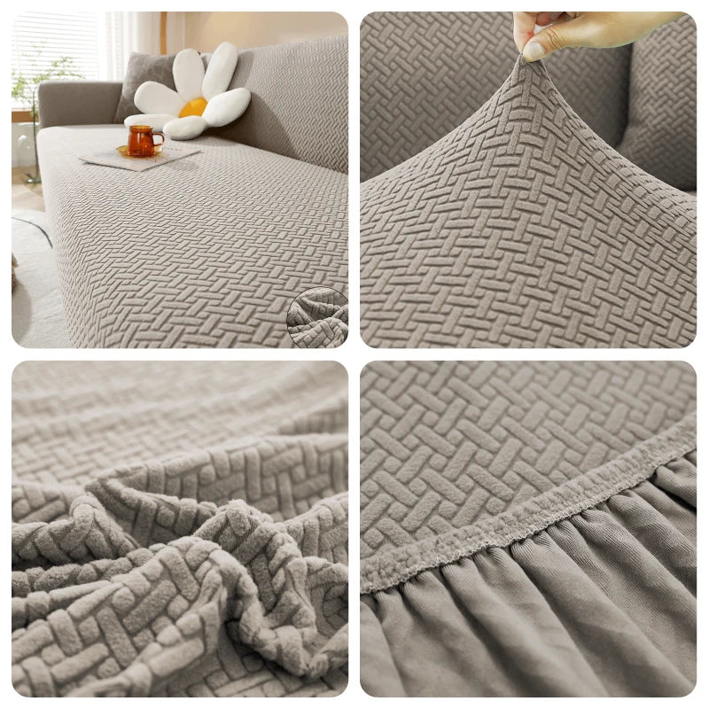 Jacquard Elastic Sofa Cover For Living Room Slipcovers Stretch Polar Fleece Armchair Protector L Shaped Sofa 1/2/3/4 Seater Home NEWFURNITURELOOKS