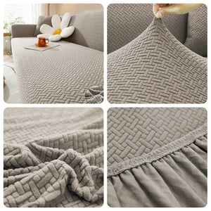 Jacquard Elastic Sofa Cover For Living Room Slipcovers Stretch Polar Fleece Armchair Protector L Shaped Sofa 1/2/3/4 Seater Home NEWFURNITURELOOKS