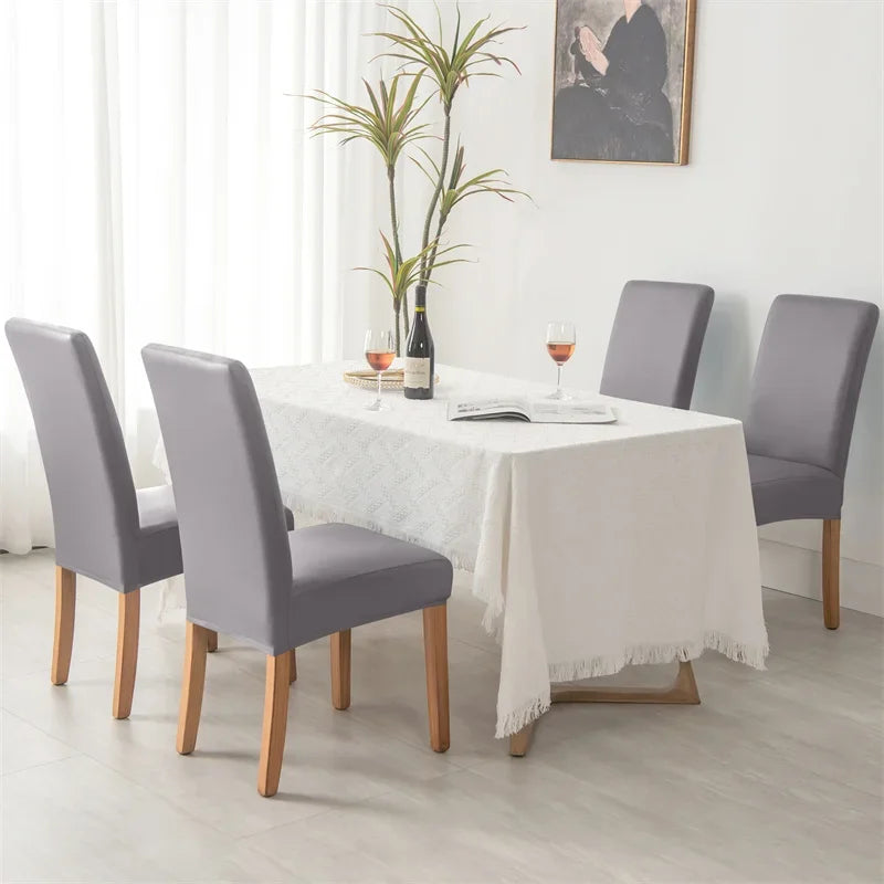 1pc Pu Leather Chair Cover Waterproof Oilproof Dining Chair Case Stretch Solid Color Seat Slipcover for Living Room Kitchen Home NEWFURNITURELOOKS