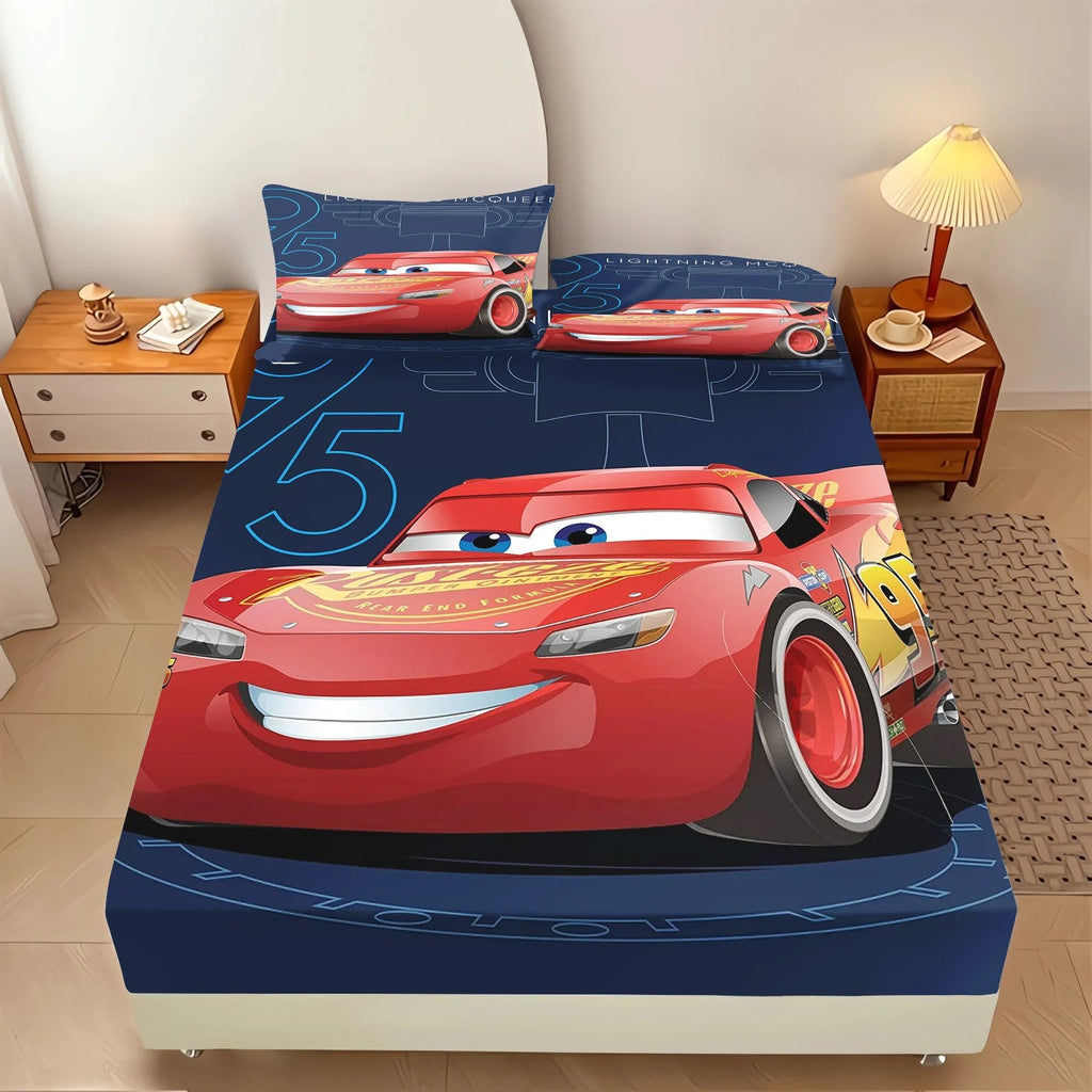Lightning McQueen 100% Polyester With Pillowcas Bedding Set Fitted Sheet Bed Cover Full 3D Printed Children'S NEWFURNITURELOOKS