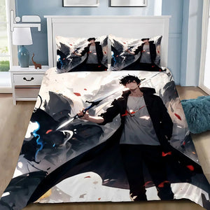 Anime Solo Leveling Duvet Cover Pillowcase Bedding Set Adult Boy Girl Bedroom Decoration Children Gift Single Double Large Size NEWFURNITURELOOKS