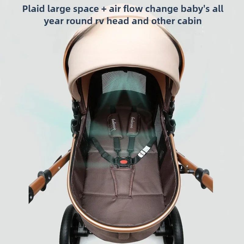 3-in-1high landscape baby stroller that can be seated or reclined,one click folding and folding,two-way shock-absorbing handcart NEWFURNITURELOOKS