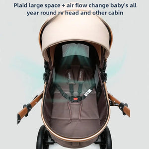 3-in-1high landscape baby stroller that can be seated or reclined,one click folding and folding,two-way shock-absorbing handcart NEWFURNITURELOOKS