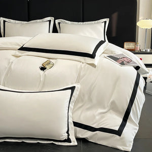 2025 Luxury Hotel Bedding Sets Thick Brushed Bed Sheets White Duvet Cover Set Pillowcase Four Piece Fully Enclosed for Home Gift NEWFURNITURELOOKS