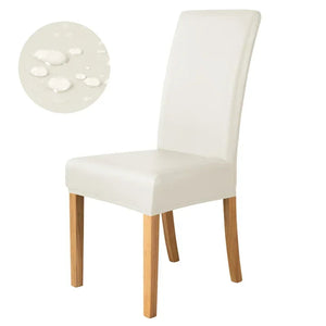 1pc Pu Leather Chair Cover Waterproof Oilproof Dining Chair Case Stretch Solid Color Seat Slipcover for Living Room Kitchen Home NEWFURNITURELOOKS