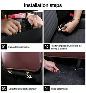 SEAMETAL Anti Kick Pad for Children Leather Universal Car Interior Seat Back Protector Cover with Storage Pocket Auto Organizer NEWFURNITURELOOKS