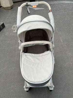 New Luxury Baby Stroller 3 In 1,Baby Carriage with Car Seat,Eggshell Newborn Baby Stroller Leather Baby Carriage High Landscape NEWFURNITURELOOKS