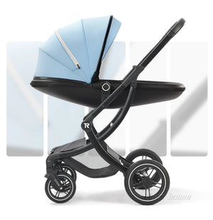 New Luxury Baby Stroller 3 In 1,Baby Carriage with Car Seat,Eggshell Newborn Baby Stroller Leather Baby Carriage High Landscape NEWFURNITURELOOKS
