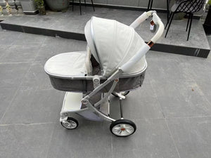 New Luxury Baby Stroller 3 In 1,Baby Carriage with Car Seat,Eggshell Newborn Baby Stroller Leather Baby Carriage High Landscape NEWFURNITURELOOKS