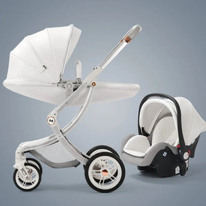 New Luxury Baby Stroller 3 In 1,Baby Carriage with Car Seat,Eggshell Newborn Baby Stroller Leather Baby Carriage High Landscape NEWFURNITURELOOKS
