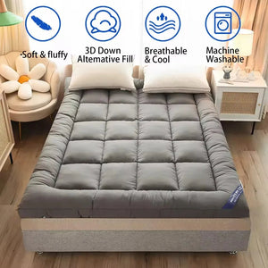 Thicken Fluffy Mattress Toppers Queen  Four Seasons Soft Mattress Pad Fits Twin/Full/Queen/King Home Student Dormitory Bedding NEWFURNITURELOOKS