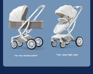 New Luxury Baby Stroller 3 In 1,Baby Carriage with Car Seat,Eggshell Newborn Baby Stroller Leather Baby Carriage High Landscape NEWFURNITURELOOKS