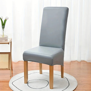 Elastic PU Leather Waterproof Chair Cover Anti-dirty Thickened Hotel Banquet Dining High Back Chair Covers XL Size Seat Cover NEWFURNITURELOOKS