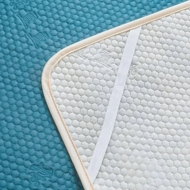 1pc Cool and breathable summer deep blue thin mattress  dormitory apartment special anti slip bottom quilted soft cushion NEWFURNITURELOOKS