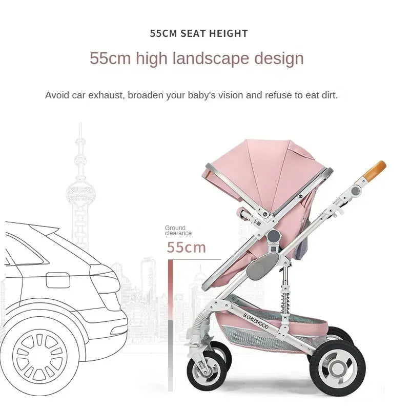 Baby stroller 3 in 1 stroller folding two-sided child four seasons kinderwagen baby carriage  high landscape Newborn Travelling NEWFURNITURELOOKS
