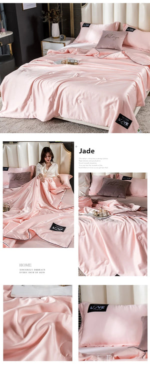 Summer Mulberry Silk Comforter Duvet Insert Luxury Natural Silk Blanket Satin Bedding Quilt Queen Single Double Twin Size Bed NEWFURNITURELOOKS