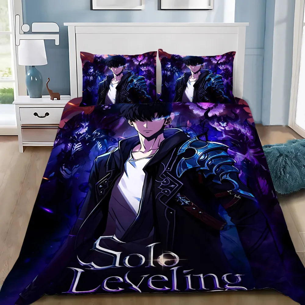 Anime Solo Leveling Duvet Cover Pillowcase Bedding Set Adult Boy Girl Bedroom Decoration Children Gift Single Double Large Size NEWFURNITURELOOKS