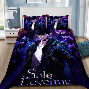 Anime Solo Leveling Duvet Cover Pillowcase Bedding Set Adult Boy Girl Bedroom Decoration Children Gift Single Double Large Size NEWFURNITURELOOKS