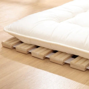 Japanese Style Wooden Roll-Up Slatted Bed – Traditional Tatami Platform Bed Frame, Foldable & Space-Saving Design, Natural Wood NEWFURNITURELOOKS