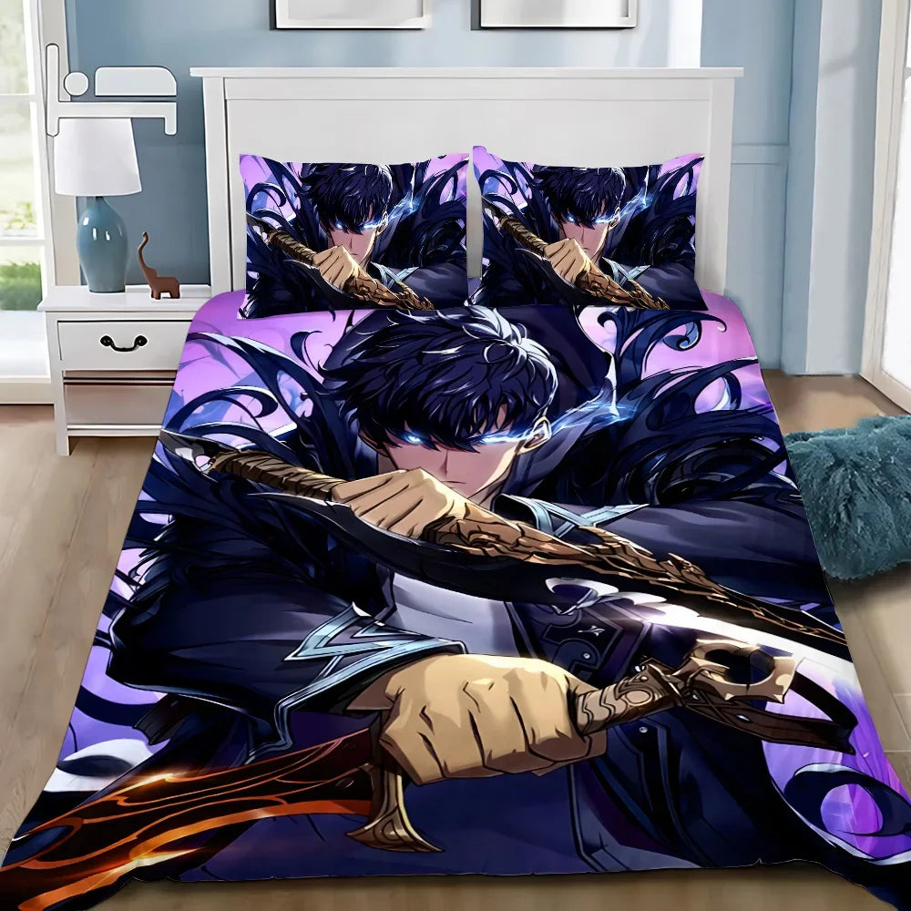 Anime Solo Leveling Duvet Cover Pillowcase Bedding Set Adult Boy Girl Bedroom Decoration Children Gift Single Double Large Size NEWFURNITURELOOKS