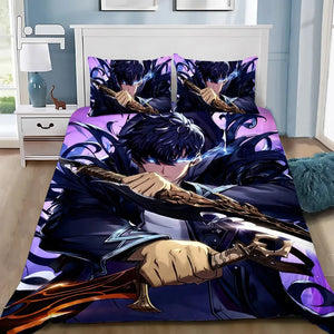 Anime Solo Leveling Duvet Cover Pillowcase Bedding Set Adult Boy Girl Bedroom Decoration Children Gift Single Double Large Size NEWFURNITURELOOKS