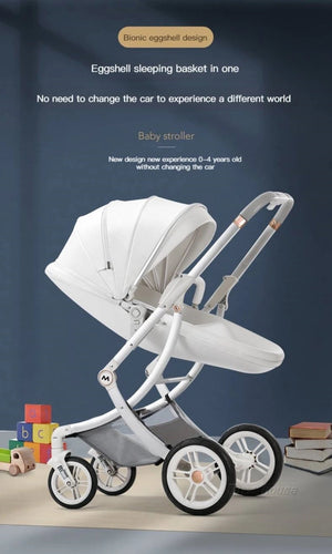 New Luxury Baby Stroller 3 In 1,Baby Carriage with Car Seat,Eggshell Newborn Baby Stroller Leather Baby Carriage High Landscape NEWFURNITURELOOKS