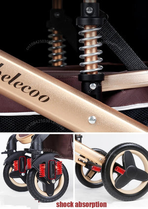 3-in-1high landscape baby stroller that can be seated or reclined,one click folding and folding,two-way shock-absorbing handcart NEWFURNITURELOOKS