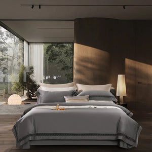 4Pcs Luxury 1000TC Egyptian Cotton White Hotel Style Bedding Set Hollow Wide Edge Duvet Cover Bed Sheet Fitted Sheet Pillowcases NEWFURNITURELOOKS