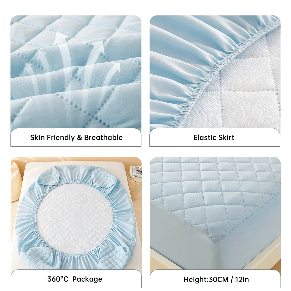 1pc 3D Air Fabric Thick Mattress Cover, 100% Waterproof Mattress Protector, Soft and Breathable Fitted Bed Sheet (No Pillowcase) NEWFURNITURELOOKS