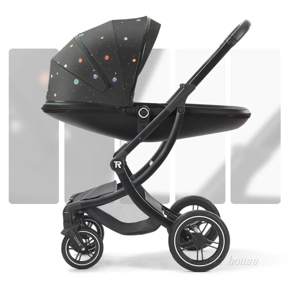 New Luxury Baby Stroller 3 In 1,Baby Carriage with Car Seat,Eggshell Newborn Baby Stroller Leather Baby Carriage High Landscape NEWFURNITURELOOKS