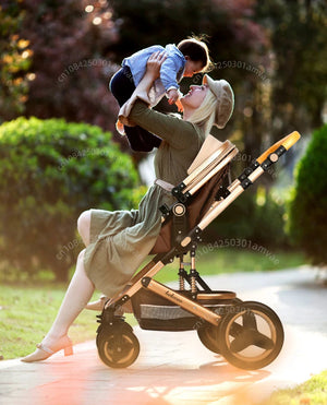 3-in-1high landscape baby stroller that can be seated or reclined,one click folding and folding,two-way shock-absorbing handcart NEWFURNITURELOOKS