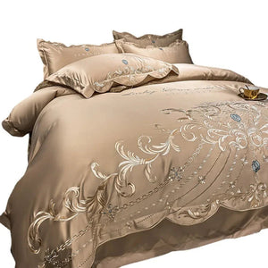 European-Style Bed Sheet Four-Piece Set 100 Cotton High-End Atmospheric Ice Silk Quilt Cover Pure Cotton Bedding NEWFURNITURELOOKS