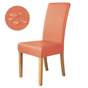 1pc Pu Leather Chair Cover Waterproof Oilproof Dining Chair Case Stretch Solid Color Seat Slipcover for Living Room Kitchen Home NEWFURNITURELOOKS