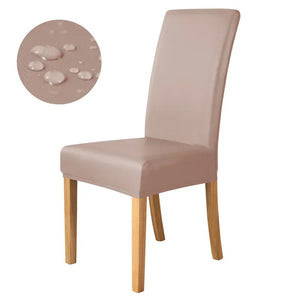 1pc Pu Leather Chair Cover Waterproof Oilproof Dining Chair Case Stretch Solid Color Seat Slipcover for Living Room Kitchen Home NEWFURNITURELOOKS