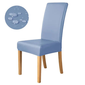 1pc Pu Leather Chair Cover Waterproof Oilproof Dining Chair Case Stretch Solid Color Seat Slipcover for Living Room Kitchen Home NEWFURNITURELOOKS