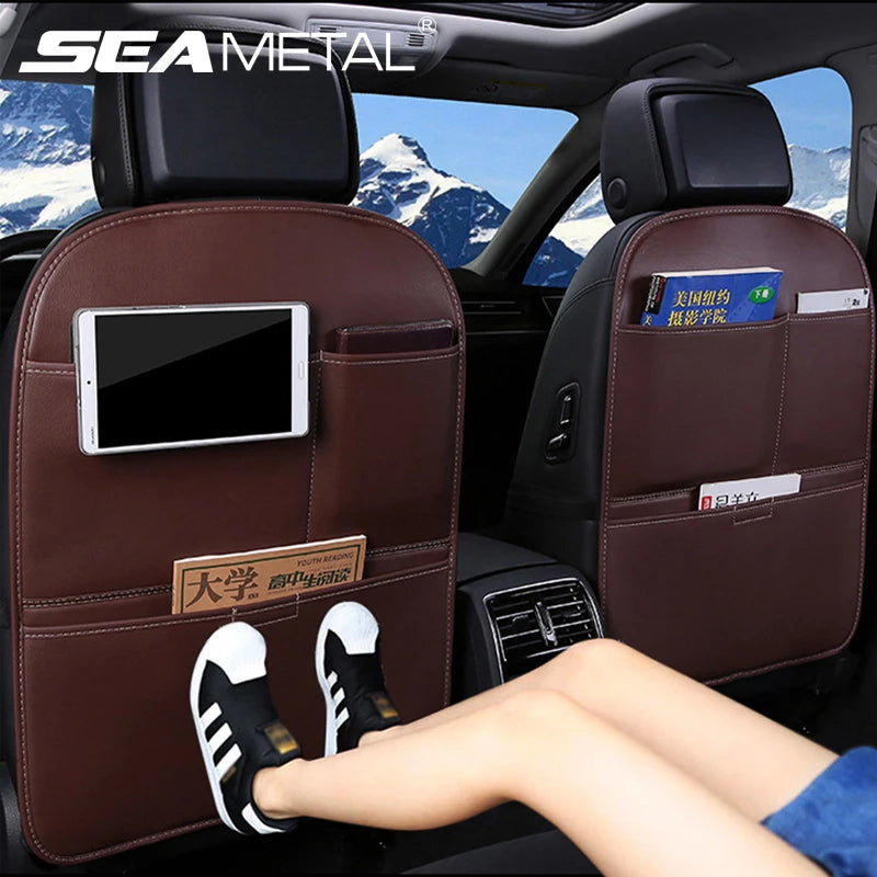 SEAMETAL Anti Kick Pad for Children Leather Universal Car Interior Seat Back Protector Cover with Storage Pocket Auto Organizer NEWFURNITURELOOKS