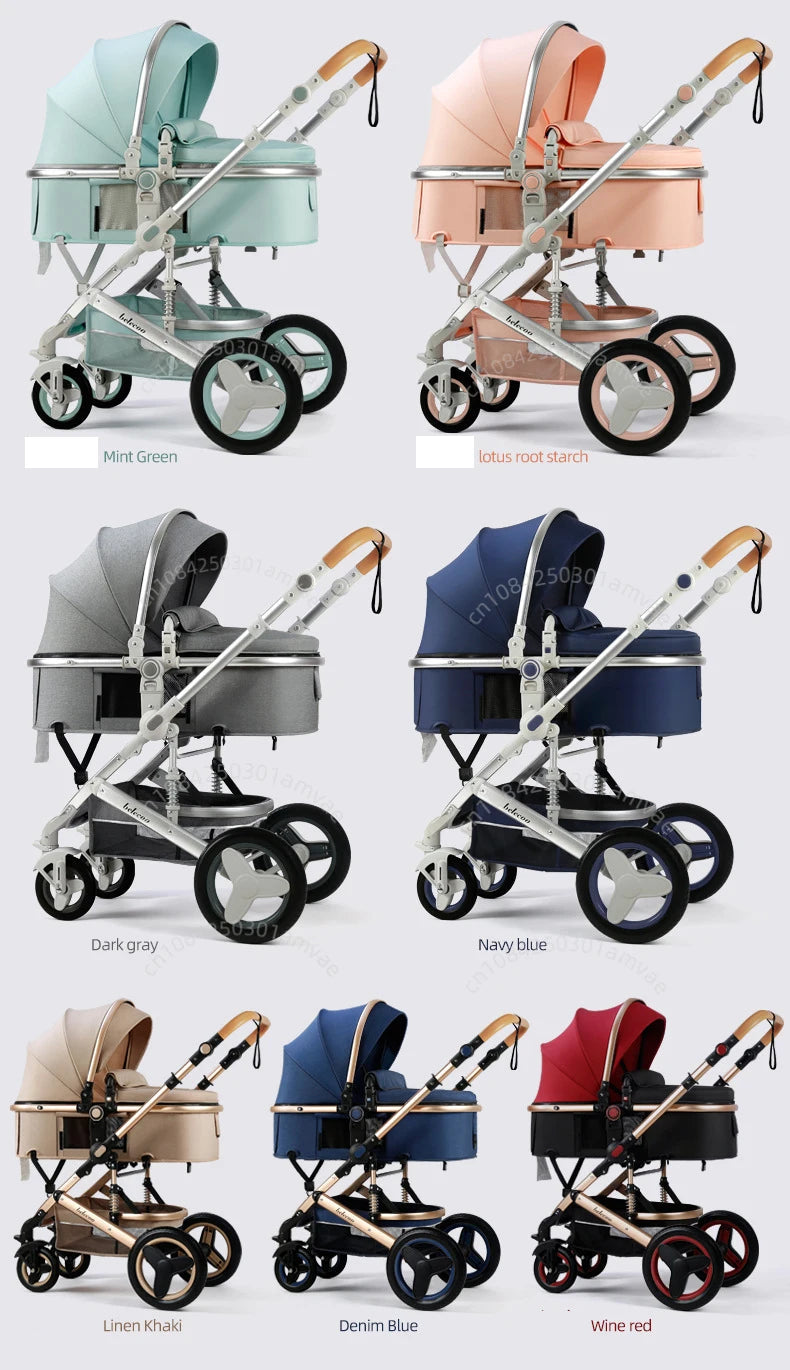 3-in-1high landscape baby stroller that can be seated or reclined,one click folding and folding,two-way shock-absorbing handcart NEWFURNITURELOOKS