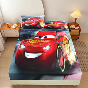 Lightning McQueen 100% Polyester With Pillowcas Bedding Set Fitted Sheet Bed Cover Full 3D Printed Children'S NEWFURNITURELOOKS