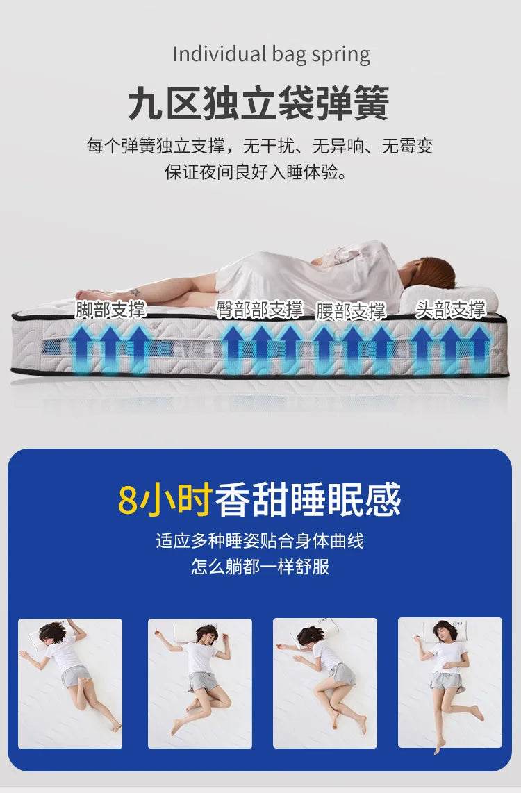 Household independent spring mattress latex bag 20cm soft and thick hall hotel homestay student use NEWFURNITURELOOKS