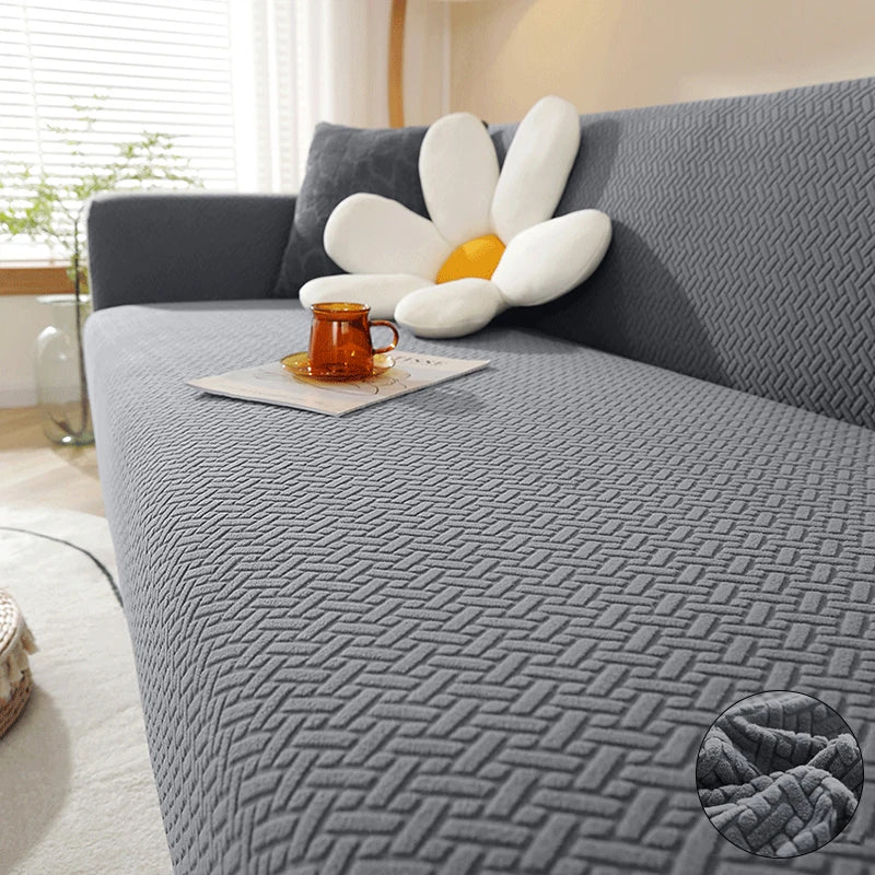 Jacquard Elastic Sofa Cover For Living Room Slipcovers Stretch Polar Fleece Armchair Protector L Shaped Sofa 1/2/3/4 Seater Home NEWFURNITURELOOKS