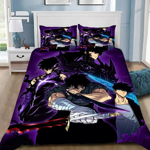 Anime Solo Leveling Duvet Cover Pillowcase Bedding Set Adult Boy Girl Bedroom Decoration Children Gift Single Double Large Size NEWFURNITURELOOKS