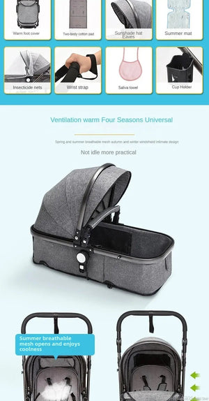 Baby stroller 3 in 1 stroller folding two-sided child four seasons kinderwagen baby carriage  high landscape Newborn Travelling NEWFURNITURELOOKS