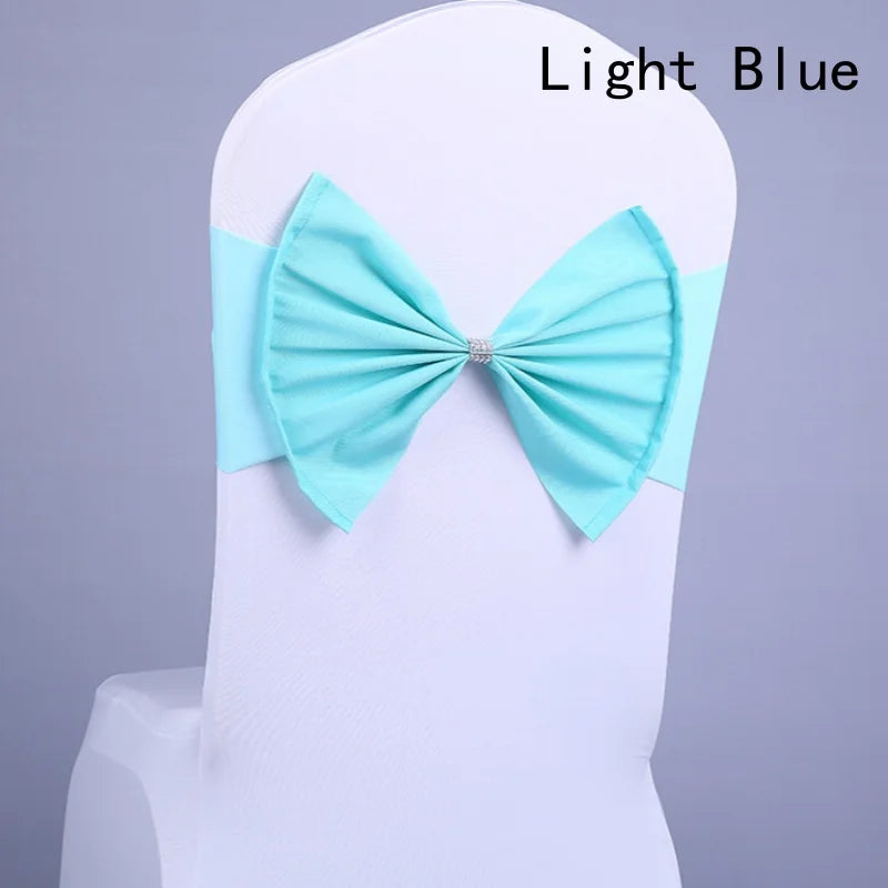 50/30/10pc/Lot Bow Chair Sashes Band For Wedding Party Birthday Banquet Spandex Stretch Blend Chair Bow Tie Band Belt Ties Cover NEWFURNITURELOOKS