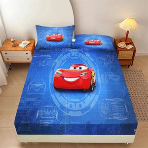 Lightning McQueen 100% Polyester With Pillowcas Bedding Set Fitted Sheet Bed Cover Full 3D Printed Children'S NEWFURNITURELOOKS