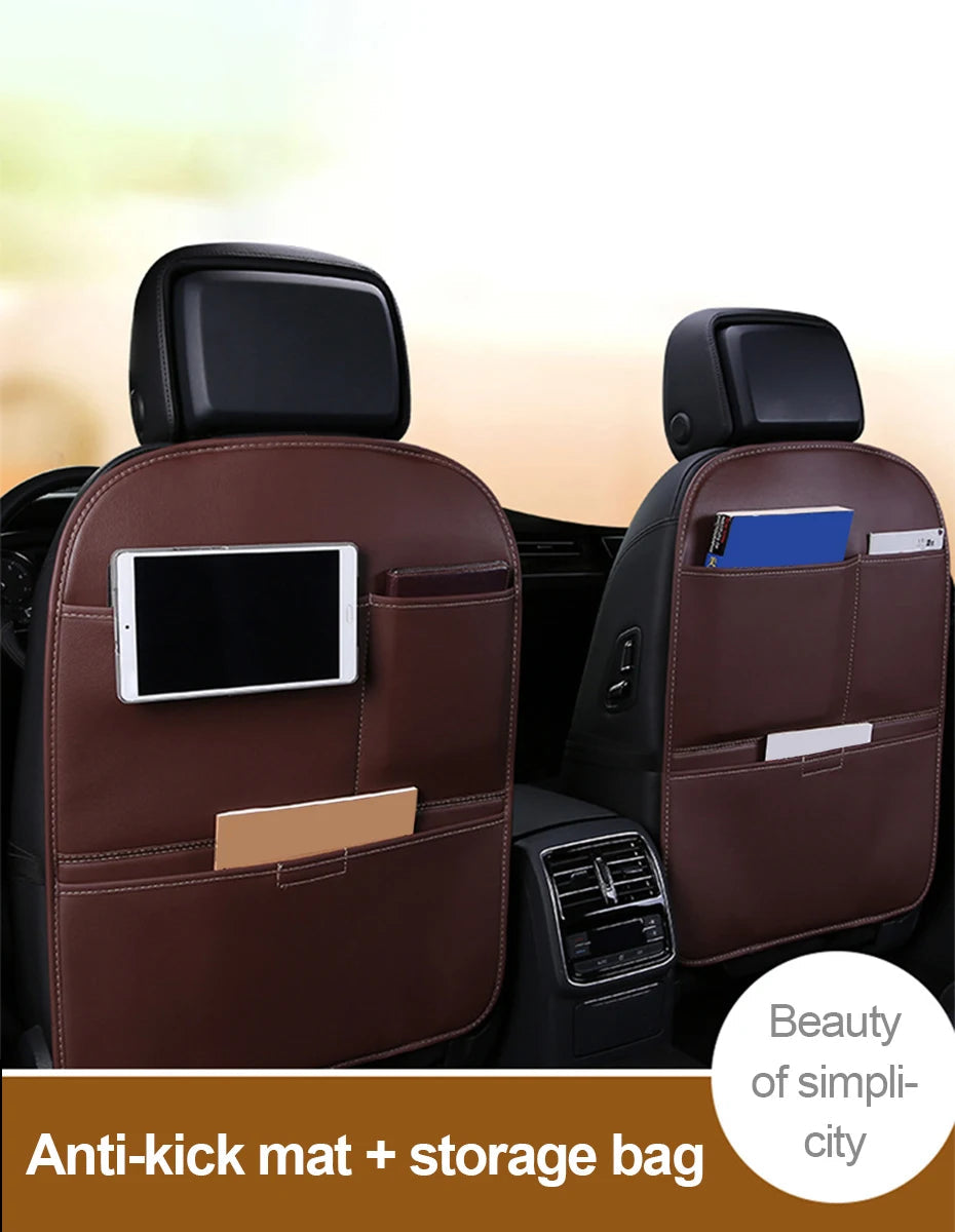 SEAMETAL Anti Kick Pad for Children Leather Universal Car Interior Seat Back Protector Cover with Storage Pocket Auto Organizer NEWFURNITURELOOKS