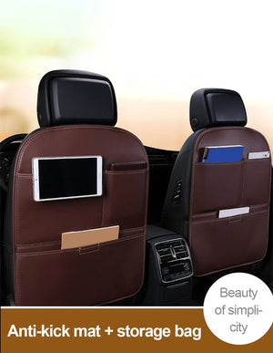 SEAMETAL Anti Kick Pad for Children Leather Universal Car Interior Seat Back Protector Cover with Storage Pocket Auto Organizer NEWFURNITURELOOKS