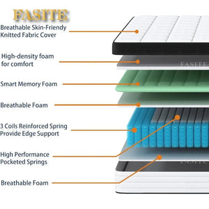 Pressure Relief Matress Medium Firm Mattress With Memory Foam and Pocket Springs Queen Mattress Full Size Bed in NEWFURNITURELOOKS